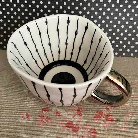 The Old Pottery Company Hand Painted Black Ivory Ceramic Coffee Mug, Gold Handle - Picture 8 of 8